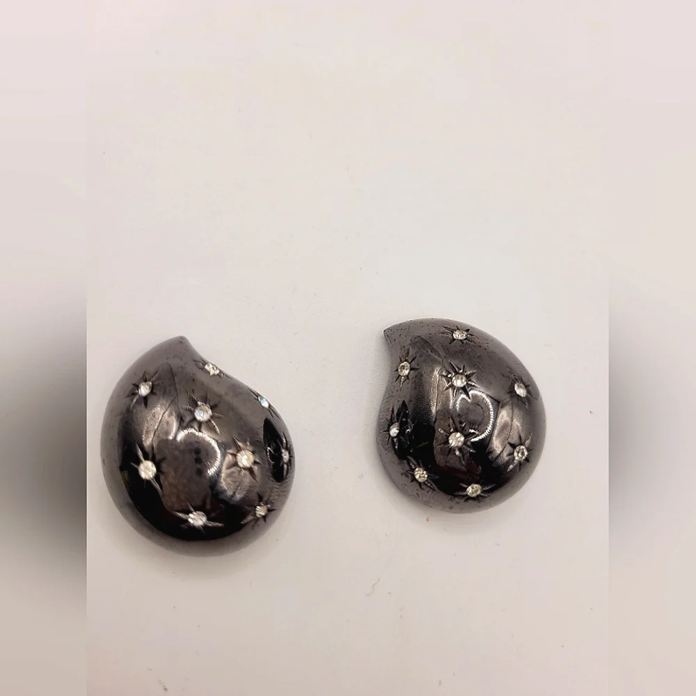 Givenchy Black And Crystal Rare Clip On Earrings